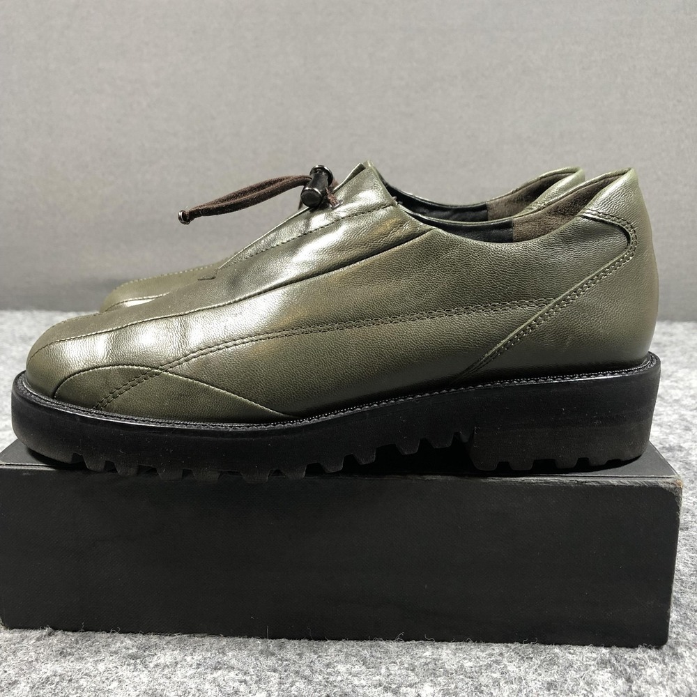 Paul Green Shoes Womens Size 7.5 Green Leather Lace Up Oxford Vibram Comfort - Picture 7 of 16